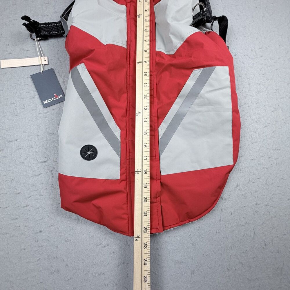 IECOII Extra Warm Reflective Dog Coat Waterproof Fleece Lined Red Gray NWT - Picture 1 of 9